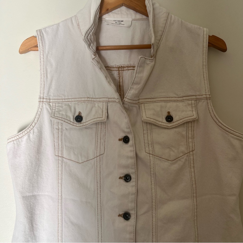Cotton On White Denim Button Down Sleeveless Dress Size XL - Picture 9 of 9